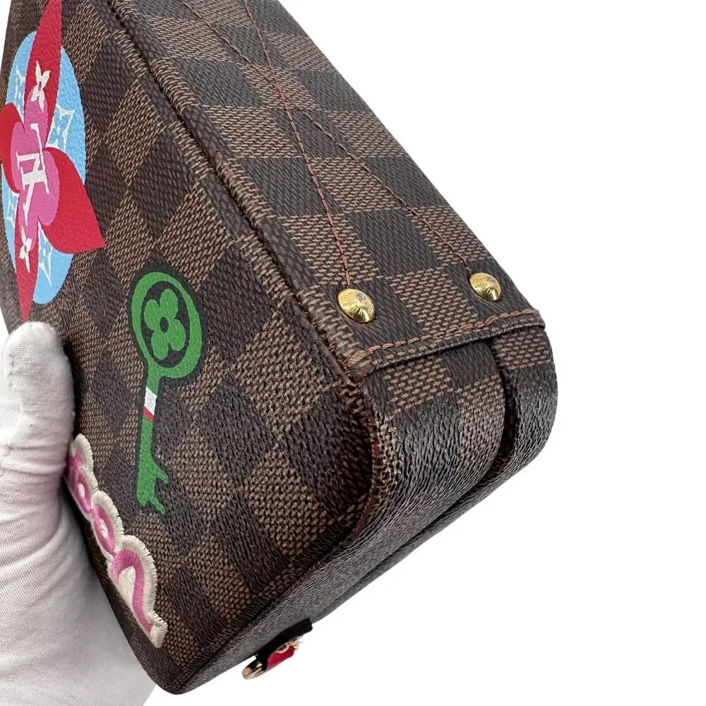 Louis Vuitton LV Damier Ebene Stories Box Trunk Crossbody Bag W/Patches Full Set